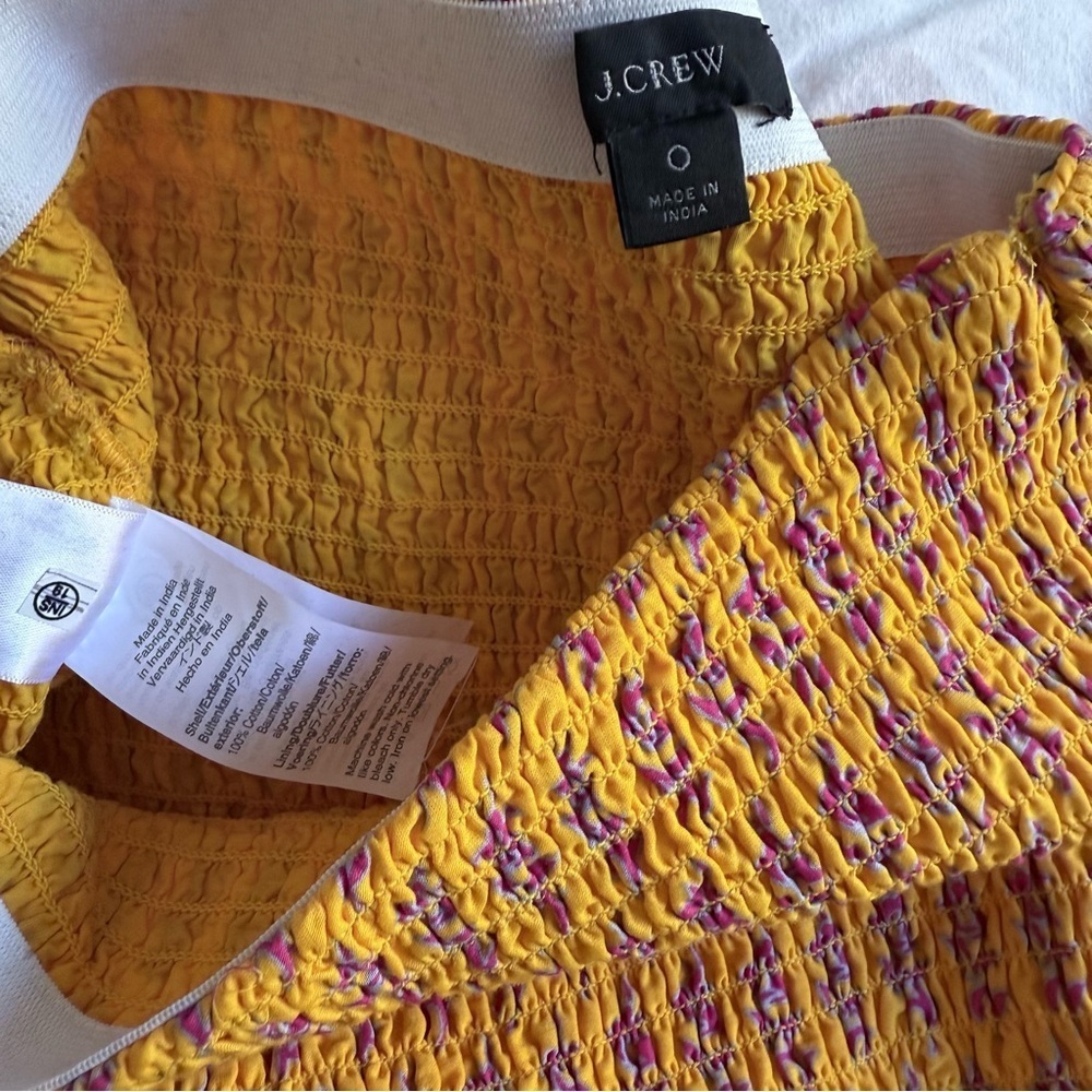 J.CREW Smocked Sunny Yellow Block Print Bodycon Midi Skirt S - Picture 5 of 7